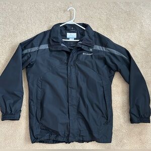 Columbia Men's Black Raincoat/Windbreaker with Gray Accents